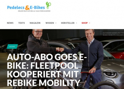 pedelec-elektro-fahrrad.de: Auto-Abo goes E-Bike: Fleetpool kooperiert mit Rebike Mobility