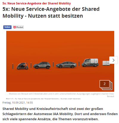 focus.de: 5x: Neue Service-Angebote der Shared Mobility - Nutzen statt besitzen