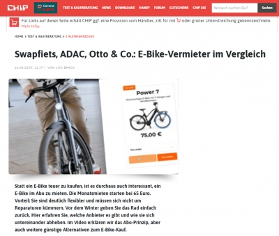 Chip - Swapfiets, ADAC, Otto &amp; Co.: E-Bike-Vermieter im Vergleich