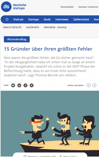 deutsche-startups.de - 15 Gründer über ihren größten Fehler