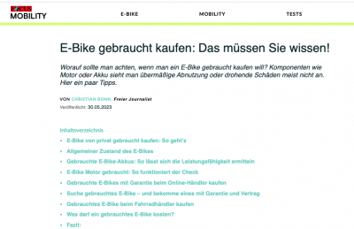 focus-mobility.de: E-Bike gebraucht kaufen: Das müssen Sie wissen!