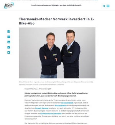 NGIN-Mobility - Thermomix-Macher Vorwerk investiert in E-Bike-Abo