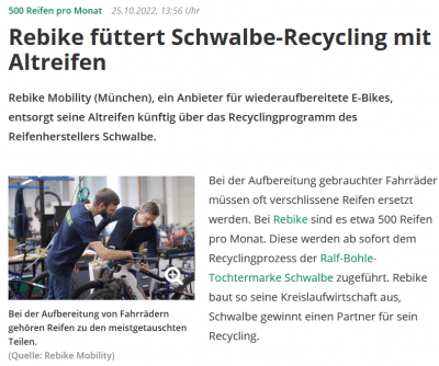 sazbike.de: Rebike füttert Schwalbe-Recycling mit Altreifen