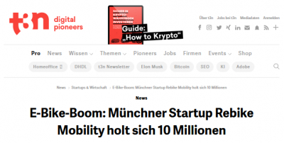 t3n.de: E-Bike-Boom: Münchner Startup Rebike Mobility holt sich 10 Millionen