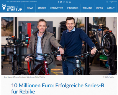 munich-startup.de: 10 Millionen Euro - erfolgreiche Series-B für Rebike