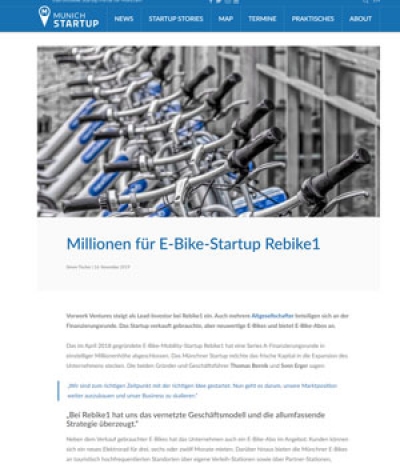 Munich Startup- Millionen für E-Bike-Startup Rebike1