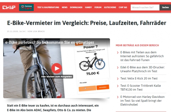 E-Bike-Vermieter im Vergleich: Preise, Laufzeiten, Fahrräder