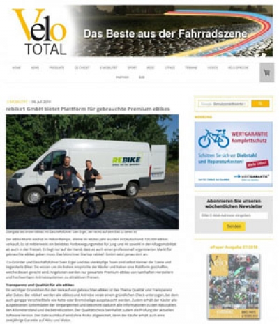 velototal - rebike1 GmbH bietet Plattform für gebrauchte Premium eBikes