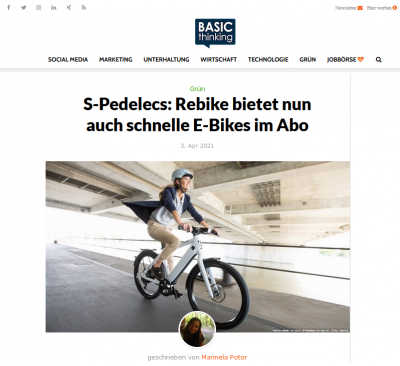 basicthinking.de: S-Pedelecs - Rebike bietet nun auch schnelle E-Bikes im Abo