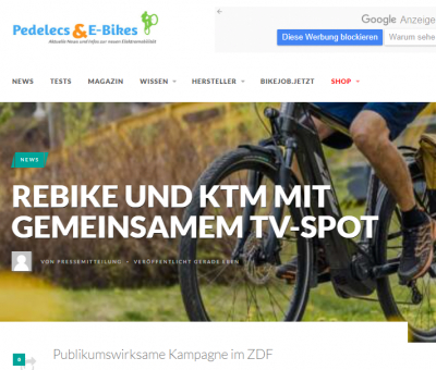 pedelec-elektro-fahrrad.de: Rebike und KTM mit gemeinsamen TV-Spot
