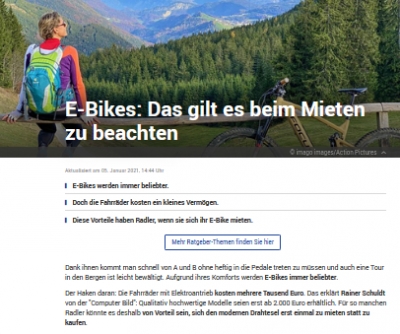 gmx.net: E-Bikes - das gilt es beim Mieten zu beachten