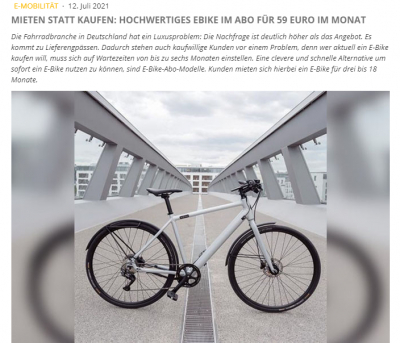 velototal.de: Mieten statt kaufen: hochwertiges City E-Bike im Abo für 59€ im Monat