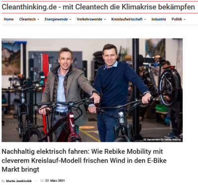 cleanthinking.de: Wie Rebike Mobility mit cleverem Kreislauf-Modell frischen Wind in den E-Bike Markt bringt