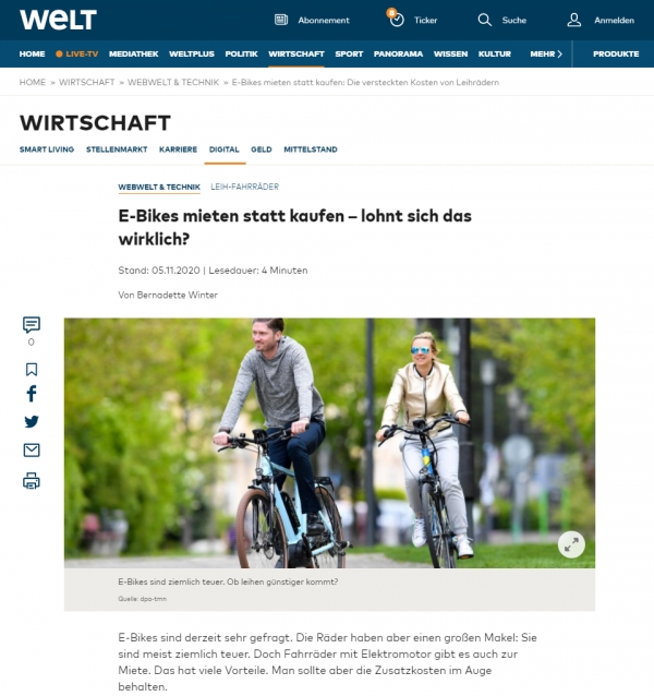 E-Bikes mieten statt kaufen – lohnt sich das wirklich?